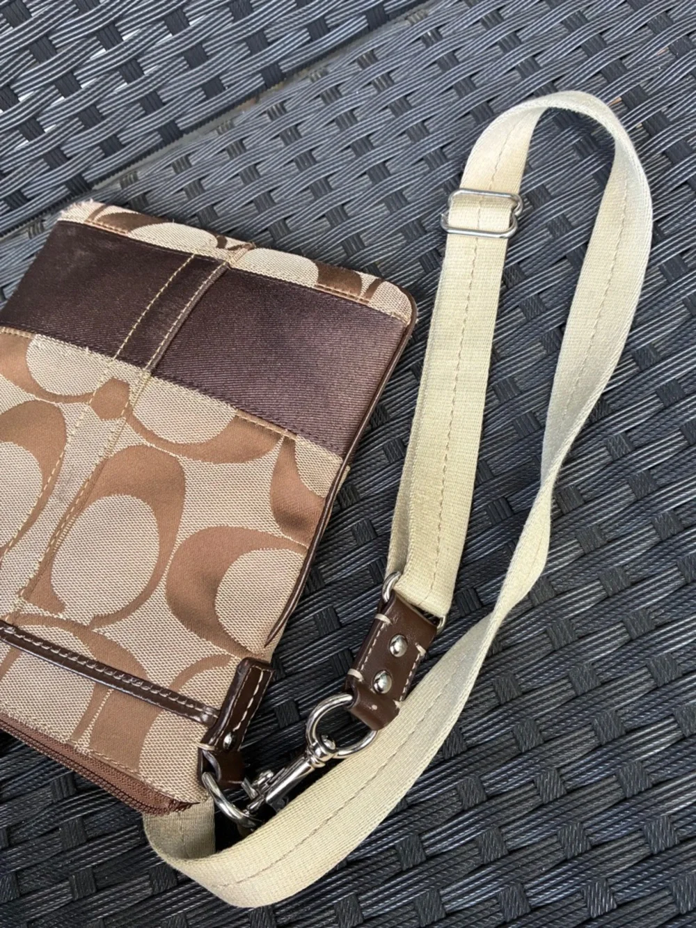 Coach Canvas Signature Crossbody in Brown and Beige